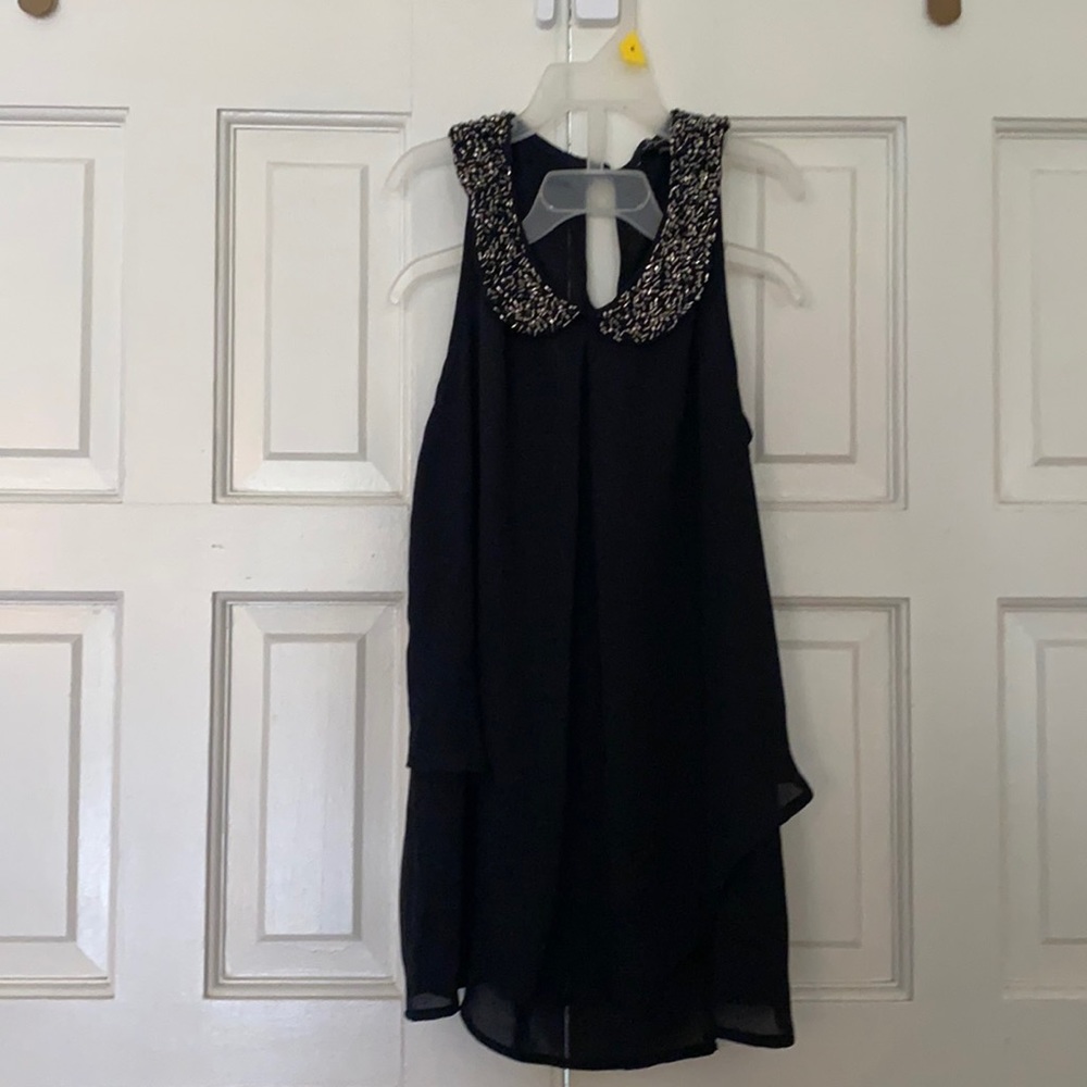 Black blouse with detailed collar